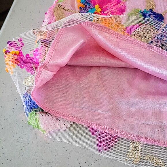 Colorful Sequin Floral Chain Strap Mini Dress Y2K Party - Juniors Small - Picture 11 of 12